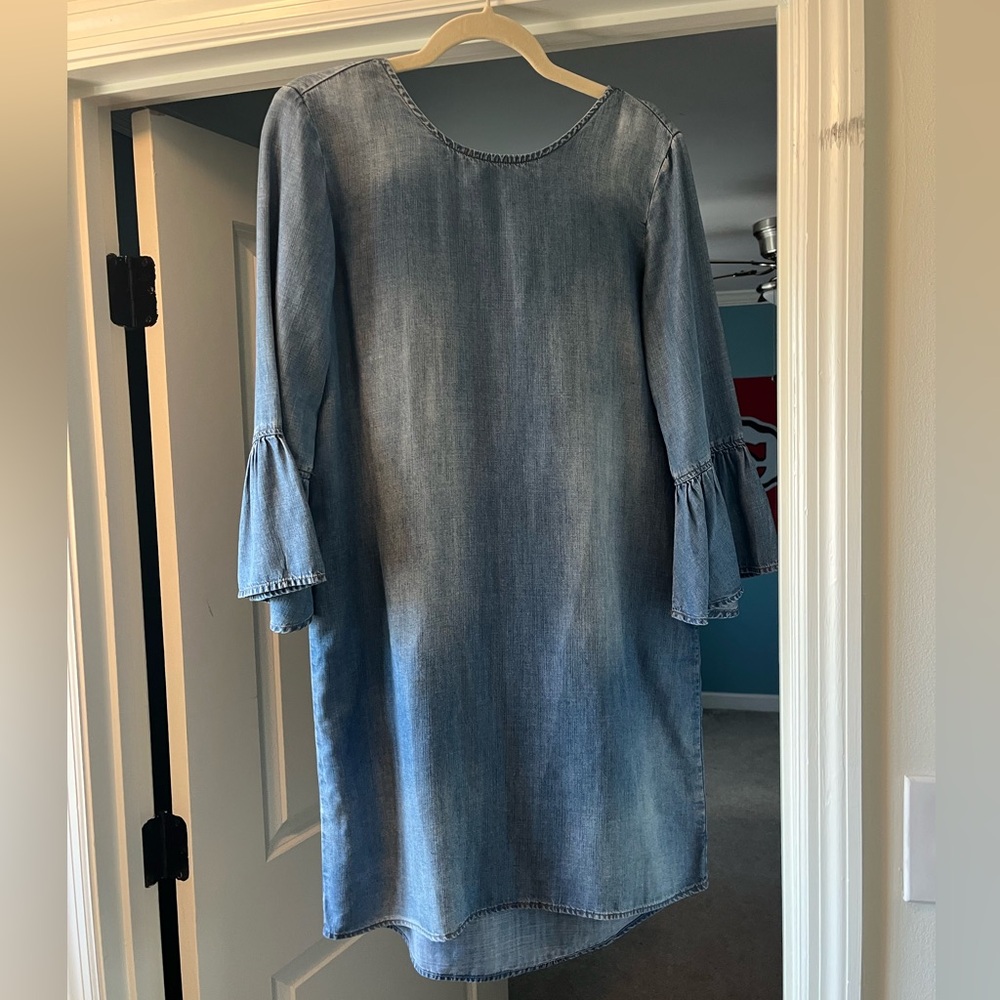 Cloth & Stone Blue Ruffled Denim Dress